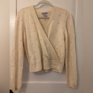Vintage Pearled Silk Angora Wrap Pullover Sweater